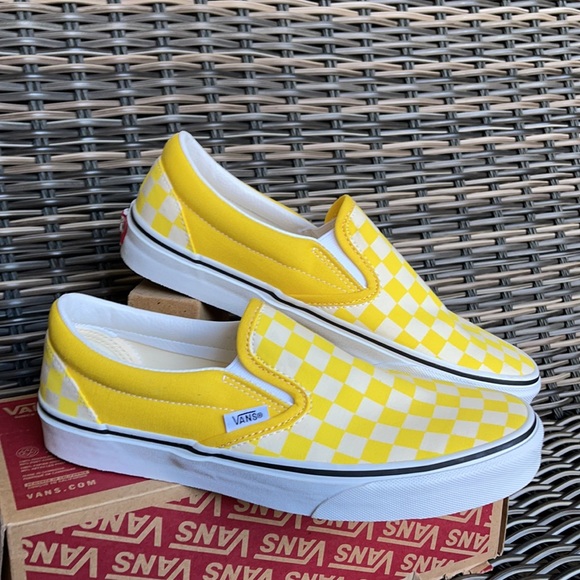 Vans Classic Slip-On Checkerboard Cyber Yellow/True White WMNS - Picture 6 of 16